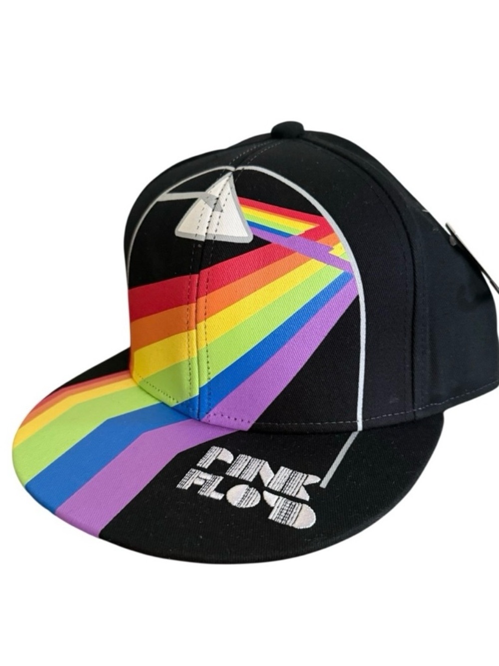 PINK FLOYD Snapback Hat Black Prism Burst Dark SIde of The Moon Rainbow Cap